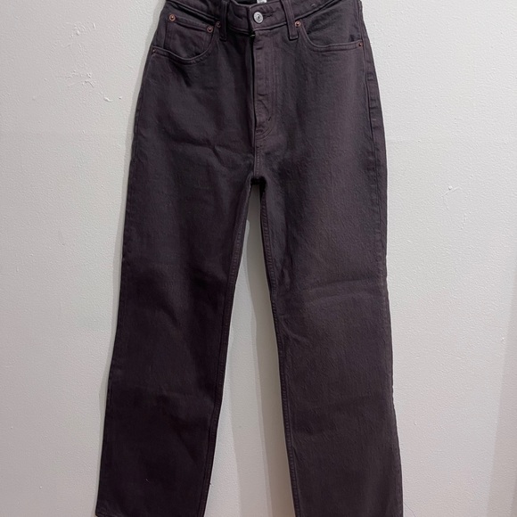 Abercrombie & Fitch Straight Leg Jeans in Washed Black - Picture 4 of 5